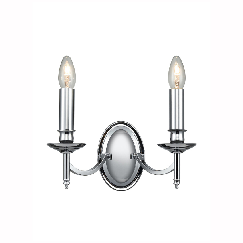 Photograph: Franklite Petrushka Polished Chrome Double Wall Light