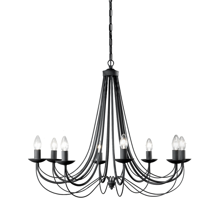 Photograph: Franklite Philly Matt Black 8 Light Chandelier