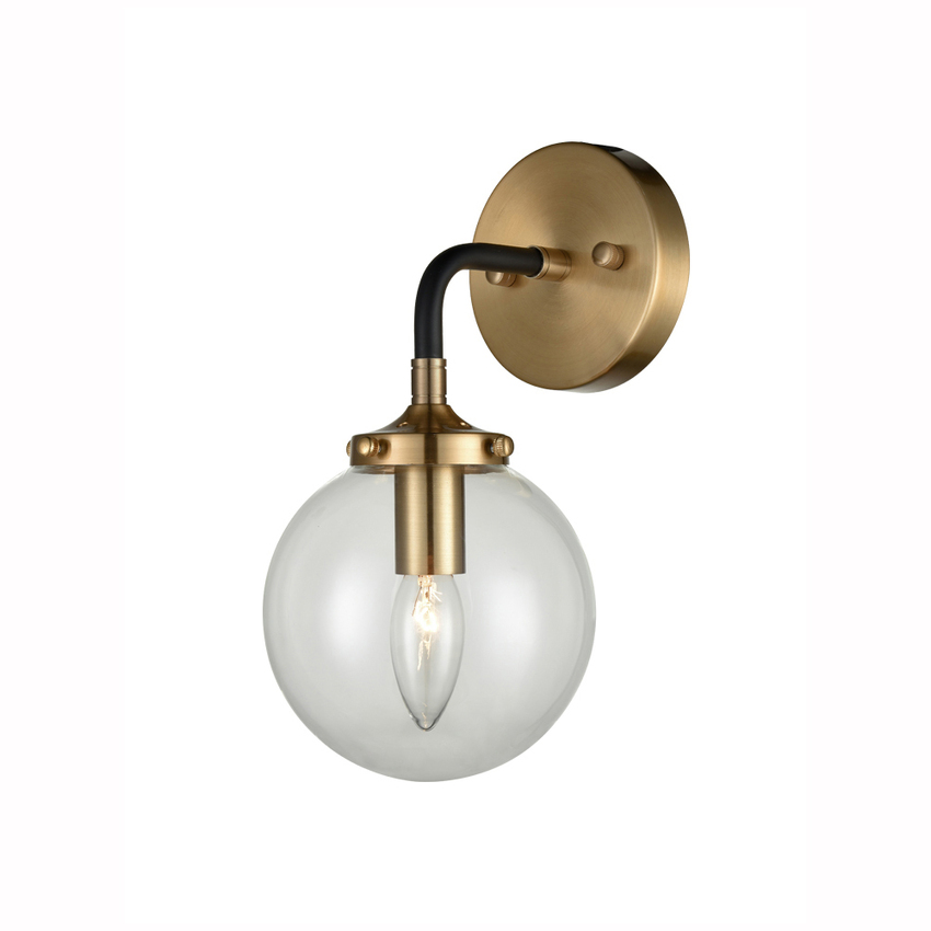 Photograph: Franklite Reaction Antique Gold Finish Single Wall Light Complete With Clear Glass