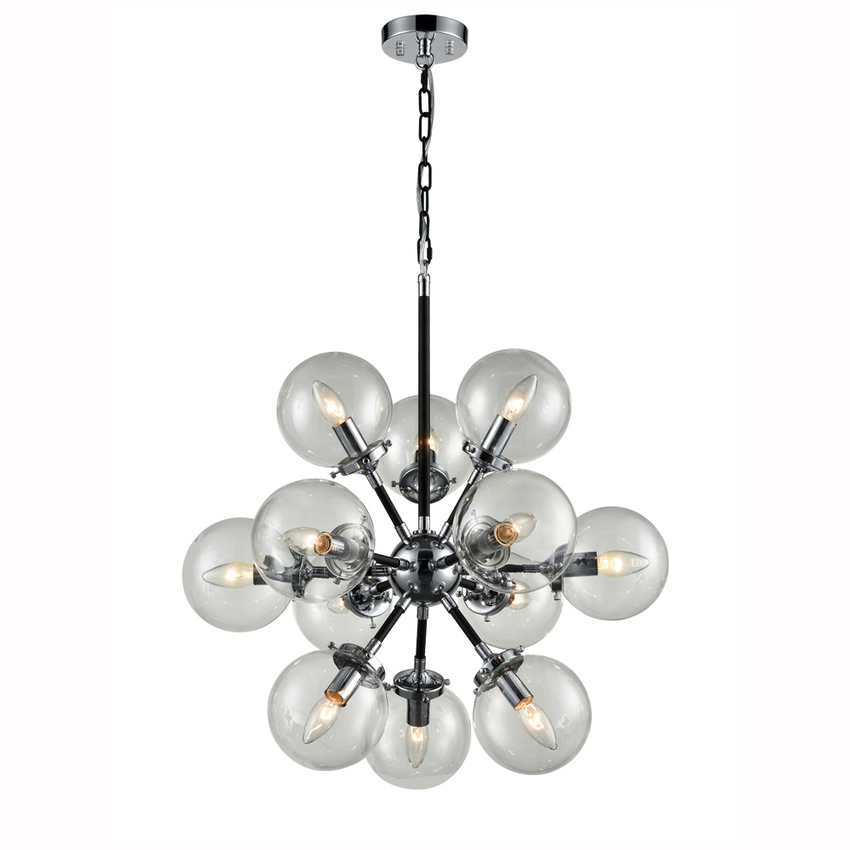 Photograph: Franklite Reaction Polished Chrome 12 Light Pendant Light Complete With Clear Glass