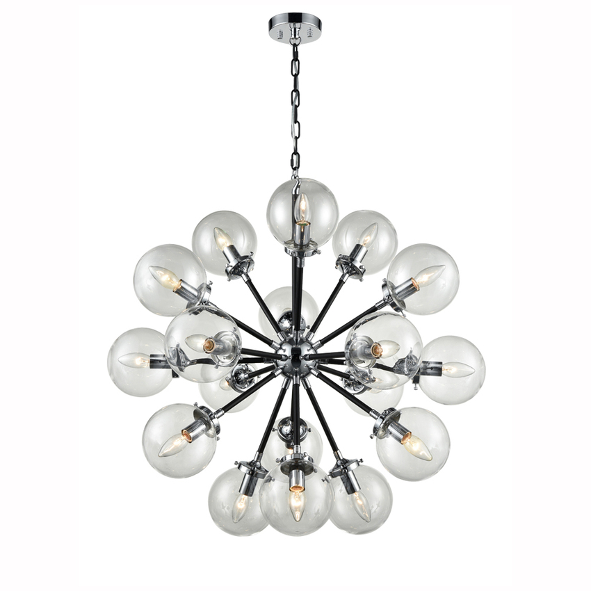 Photograph: Franklite Reaction Polished Chrome 18 Light Pendant Light Complete With Clear Glass