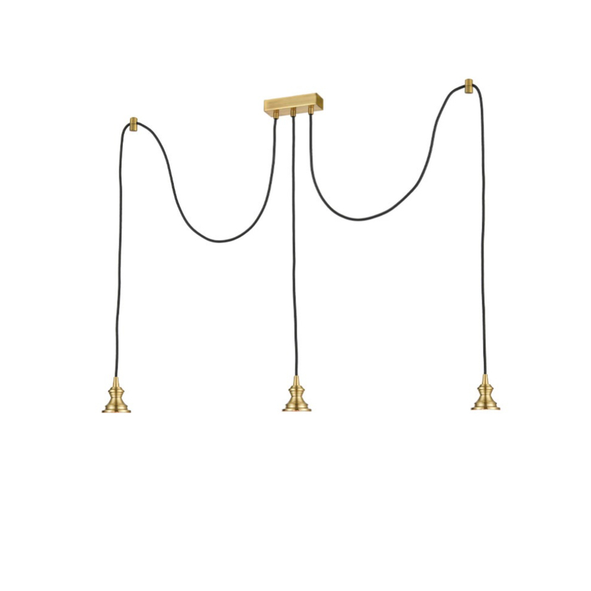 Photograph: Franklite Refract Aged Brass Finish 3 Light Kitchen Island Adjustable Spreader With Ceiling Hooks