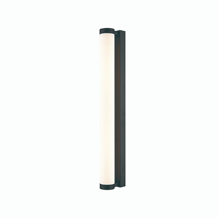 Photograph: Franklite Relay Large Matt Black Bathroom Led Wall Light Complete With Opal Acrylic Diffuser - IP44 - 3000K - Dimmable - 645mm