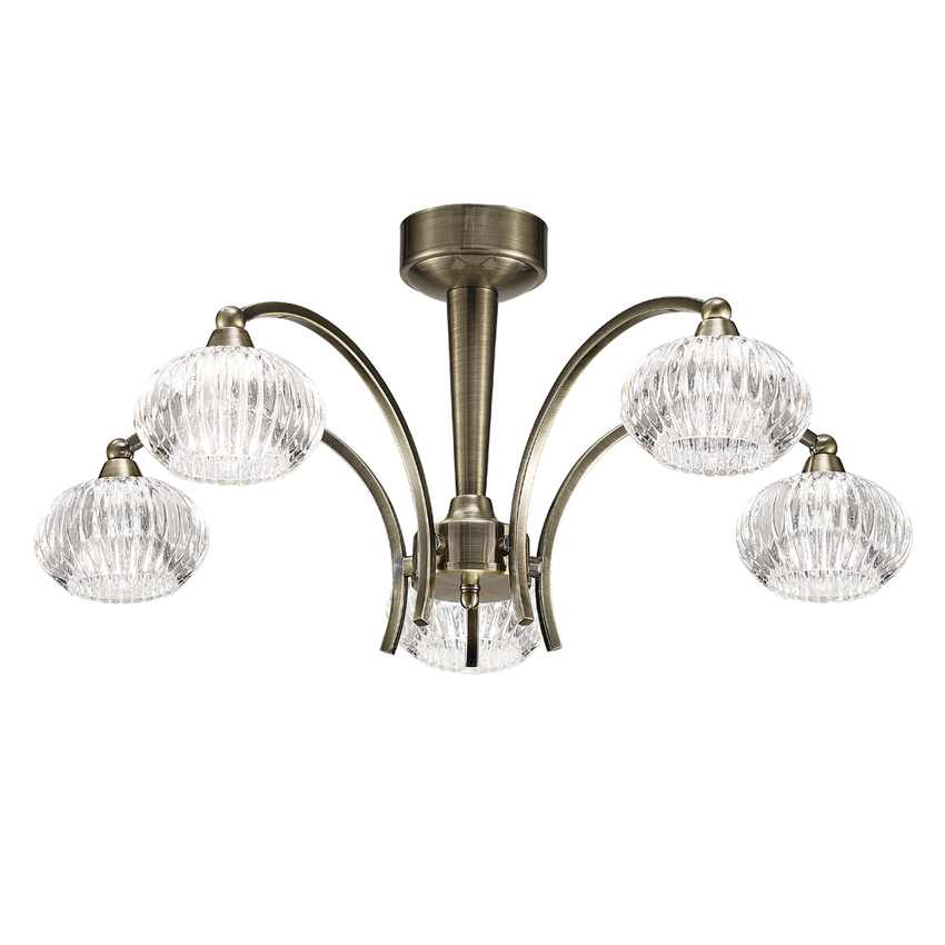 Photograph: Franklite Ripple Bronze 5 Light Flush Ceiling Light Complete With Clear Glass