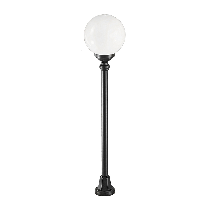 Photograph: Franklite Rotonda Matt Black Exterior Post Lamp Complete With Opal Polycarbonate Sphere Lens - IP43