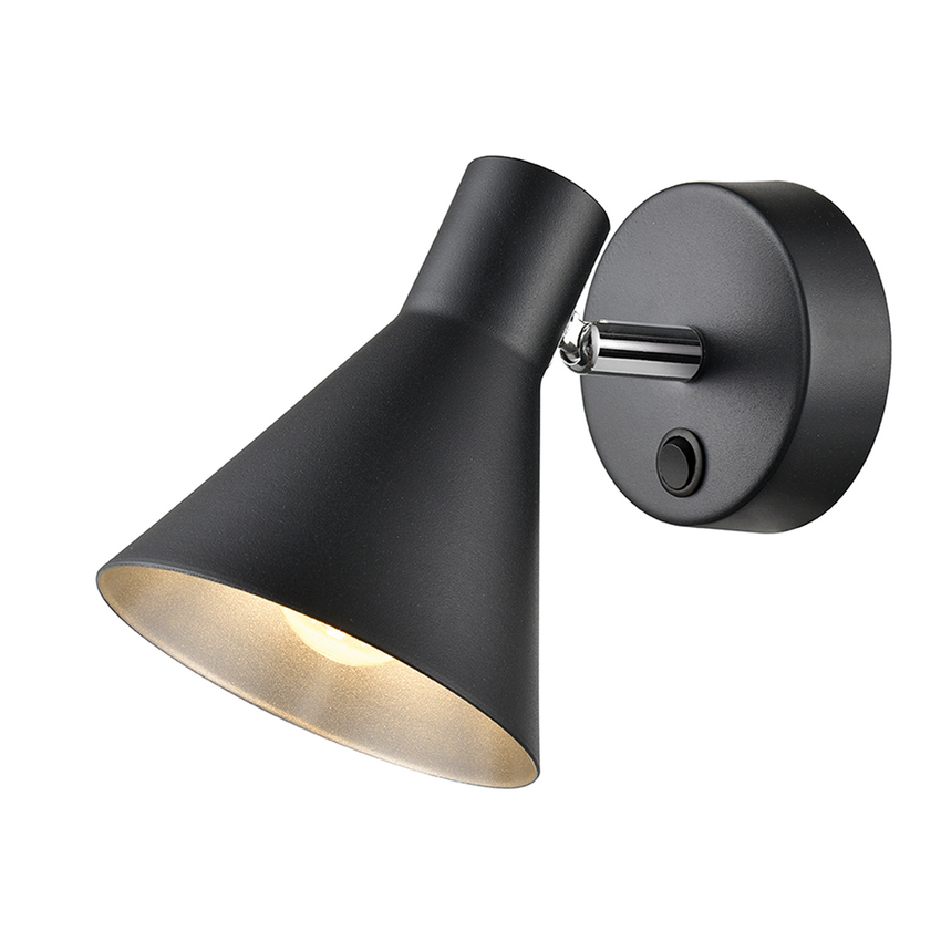 Photograph: Franklite Scoop Matt Black Decorative Spotlight Complete With Silver Interior - Switched