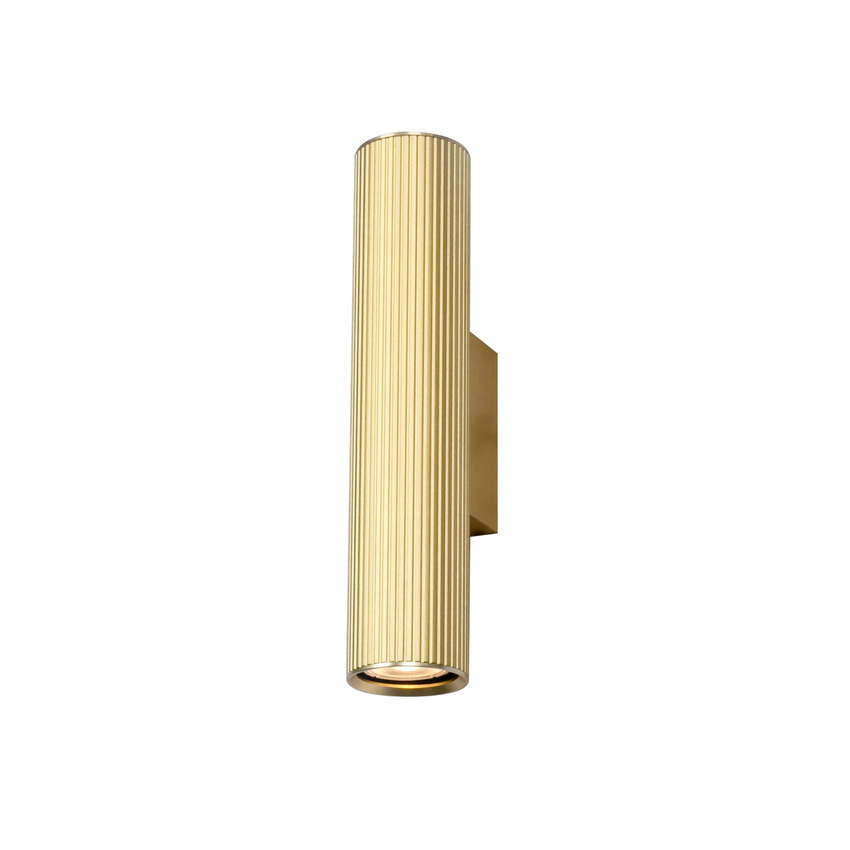 Photograph: Franklite Scout Ribbed Aged Brass Up And Down Indoor Wall Light