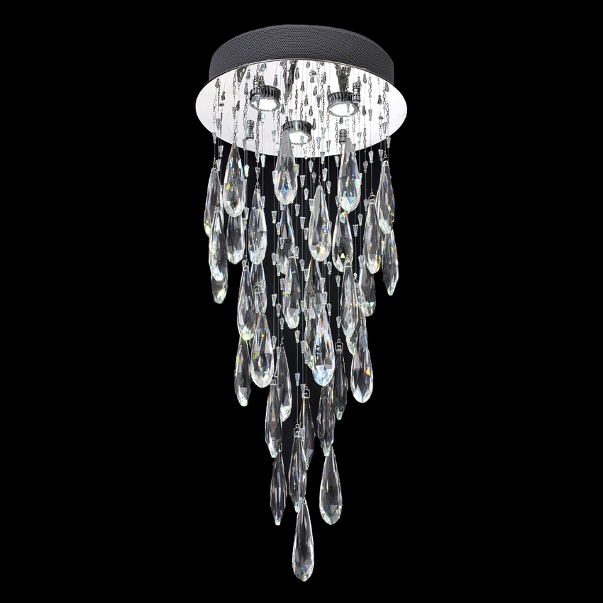 Photograph: Franklite Shimmer Polished Chrome 3 Light Pendant Light Complete With Crystal Decoration