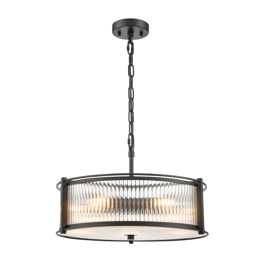 Photograph: Franklite Sloane Matt Black 5 Light Ceiling Light Complete With Glass Rods - 450mm