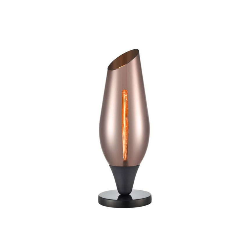 Photograph: Franklite Taper Matt Black Table Lamp With Copper Glass
