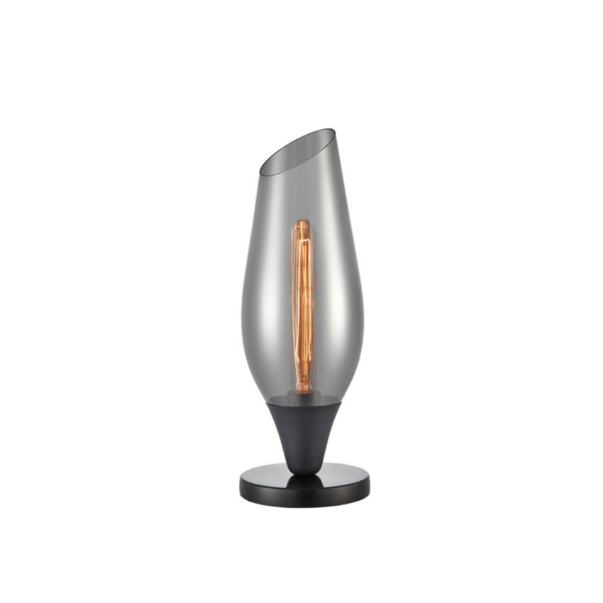 Photograph: Franklite Taper Matt Black Table Lamp With Smoked Glass