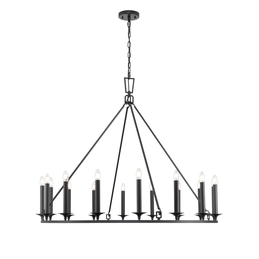 Photograph: Franklite Tudor 16 Light Traditional Chandelier In Matt Black