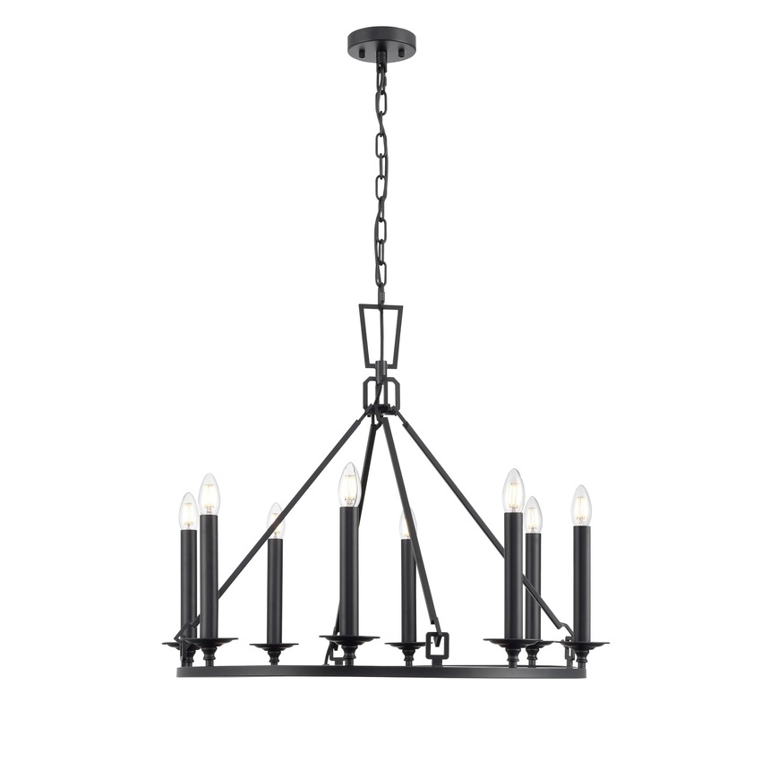 Photograph: Franklite Tudor 8 Light Traditional Chandelier In Matt Black