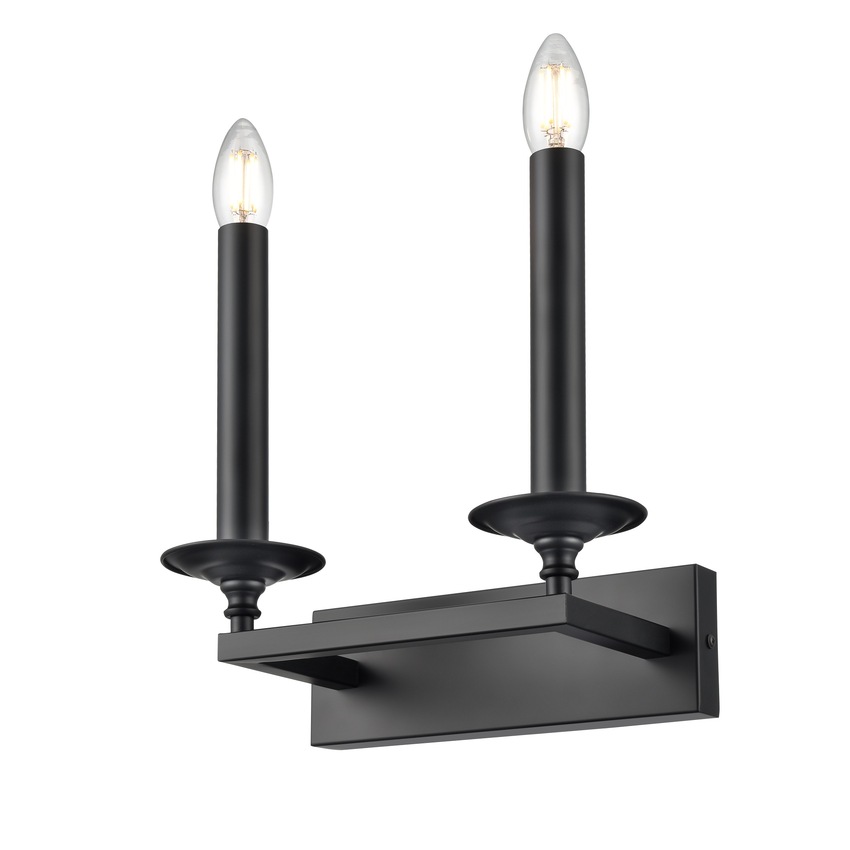 Photograph: Franklite Tudor Twin Traditional Wall Light In Matt Black