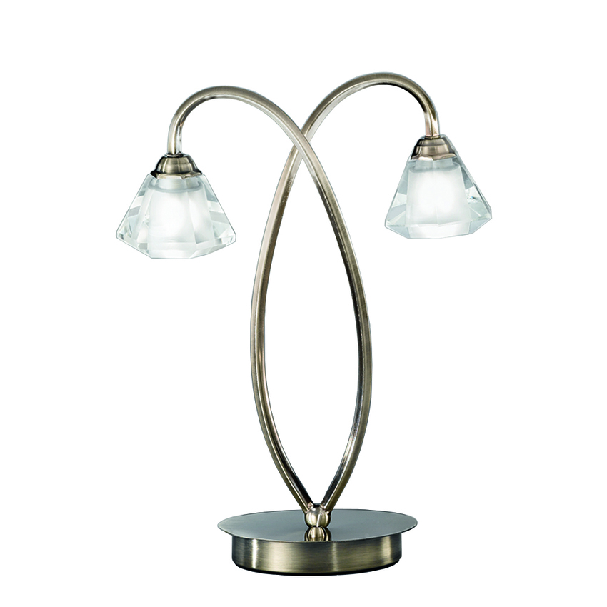 Photograph: Franklite Twista Bronze Twin Table Lamp Complete With Frosted Glasses