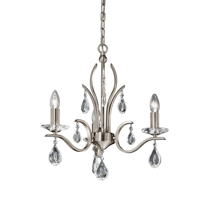 Photograph: Franklite Willow 3 Light Chandelier In Satin Nickel