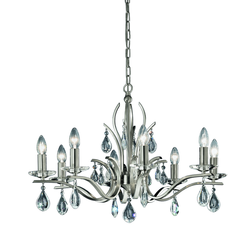 Photograph: Franklite Willow 8 Light Chandelier In Satin Nickel