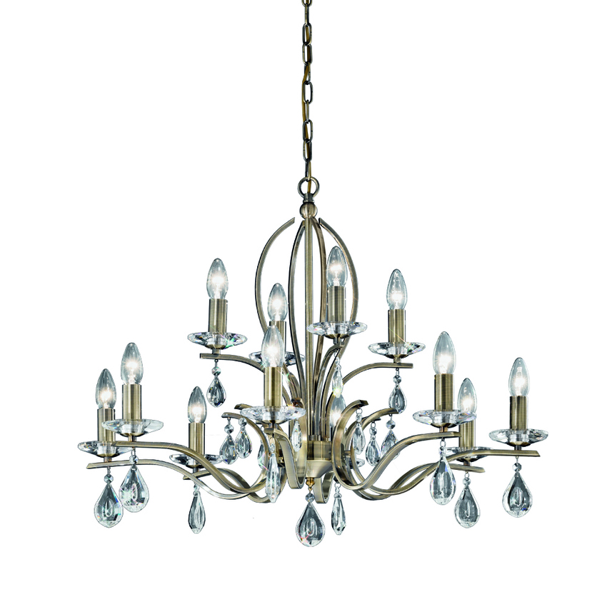 Photograph: Franklite Willow Two-Tier 12 Light Chandelier In Bronze