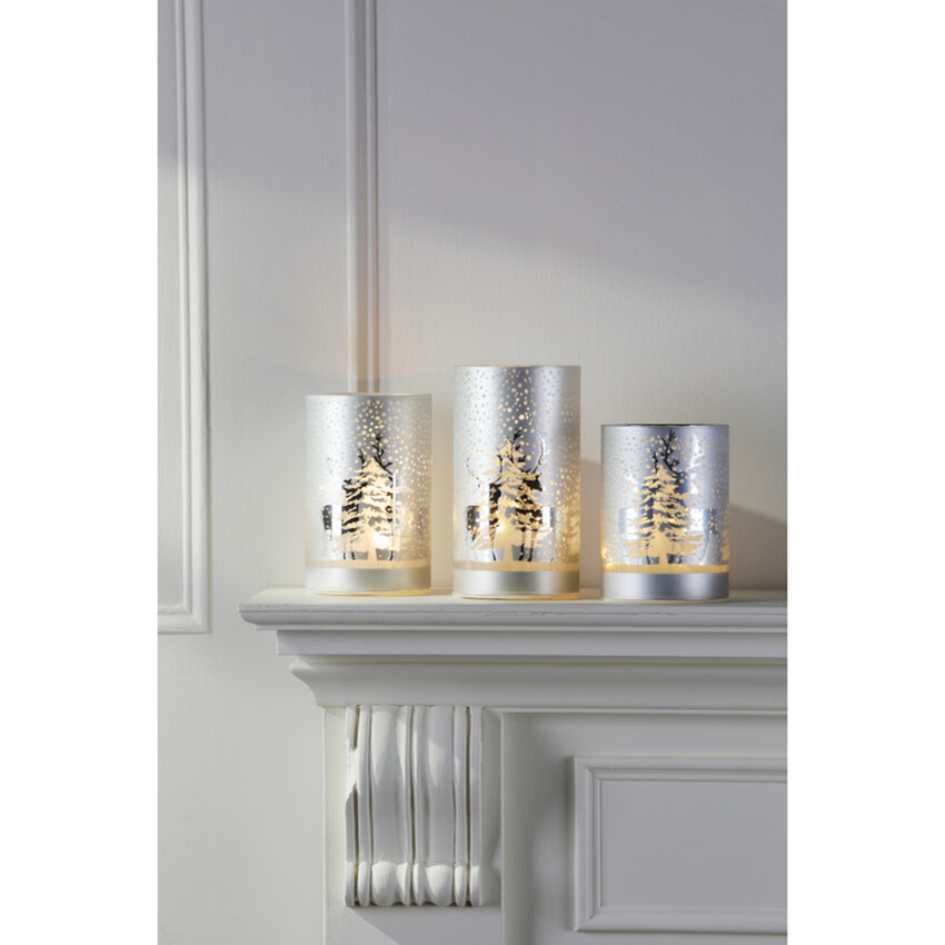 Photograph: FROSTED TREE LED CANDLE SET OF 3 - Battery Operated (9 X AA - Not Included)