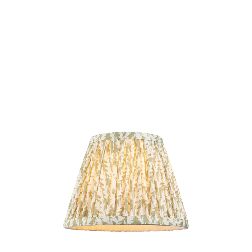 Photograph: Herb Garden Green Leaf Patterned 20cm Lampshade - E14/E27/B22 With Fixed Metal Gimbal
