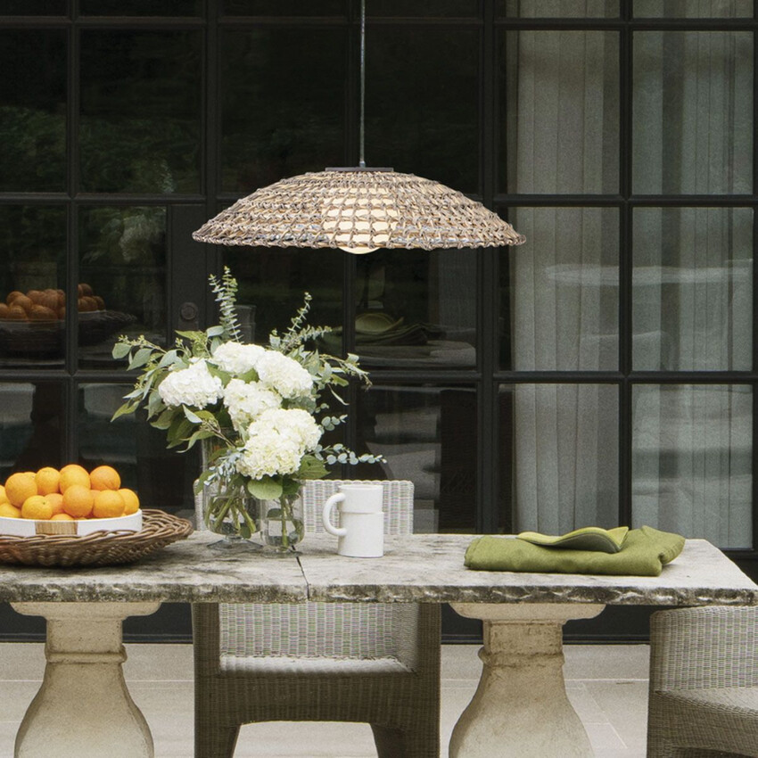 Photograph: Hinkley Arlen Rattan Extra Large Outdoor Pendant Light - IP44