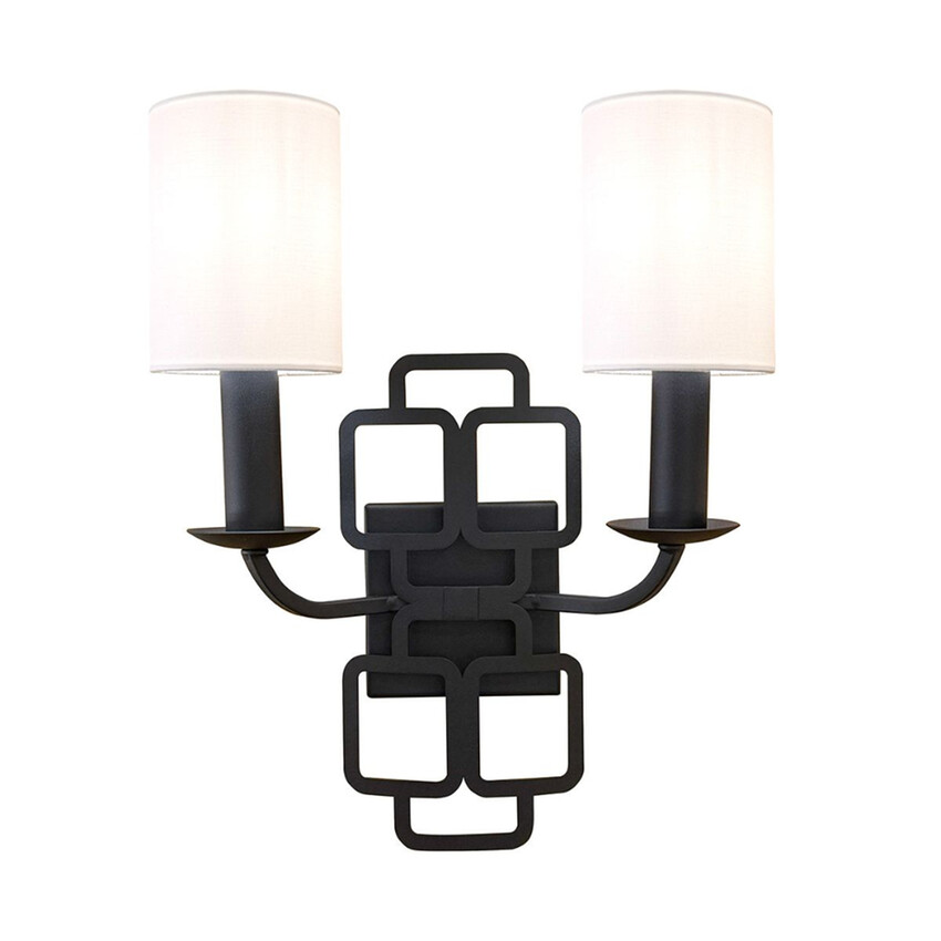 Photograph: Hinkley Sabina Black 2 Light Wall Light Complete With Polycotton Shade - Uk Made
