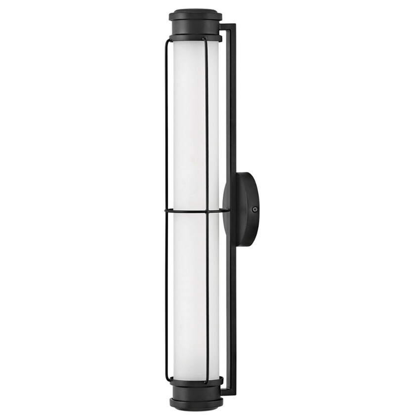 Photograph: Hinkley Saylor Medium Black Bathroom Dimmable Led Wall Light Complete With Etched Opal Glass - IP44 - 3000K