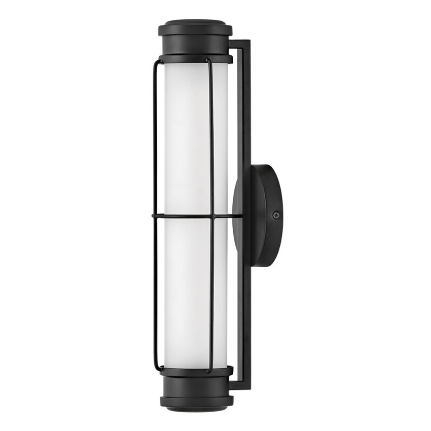 Photograph: Hinkley Saylor Small Black Bathroom Dimmable Led Wall Light Complete With Etched Opal Glass - IP44 - 3000K