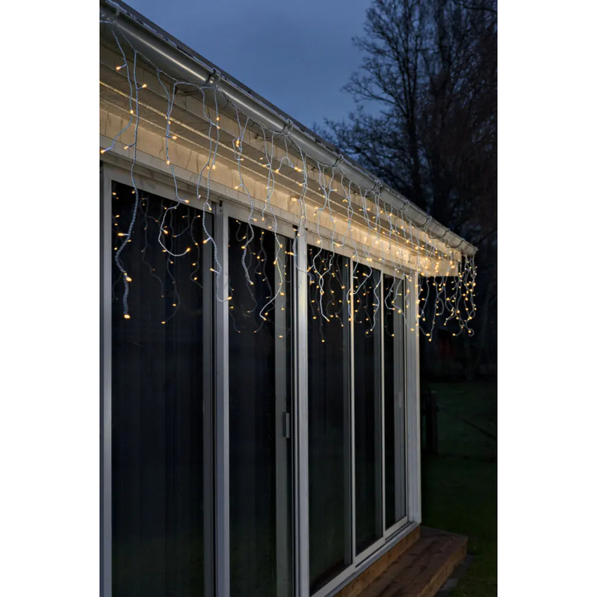 Photograph: Icicle Light Set, 336 Amber Led, White Cable, IP20 trafo
