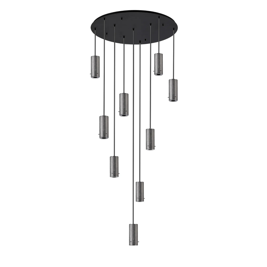 Photograph: Idolite Adele 85cm Round Pendant (FRAME ONLY), 9 x E27, Gun Metal/Satin Black