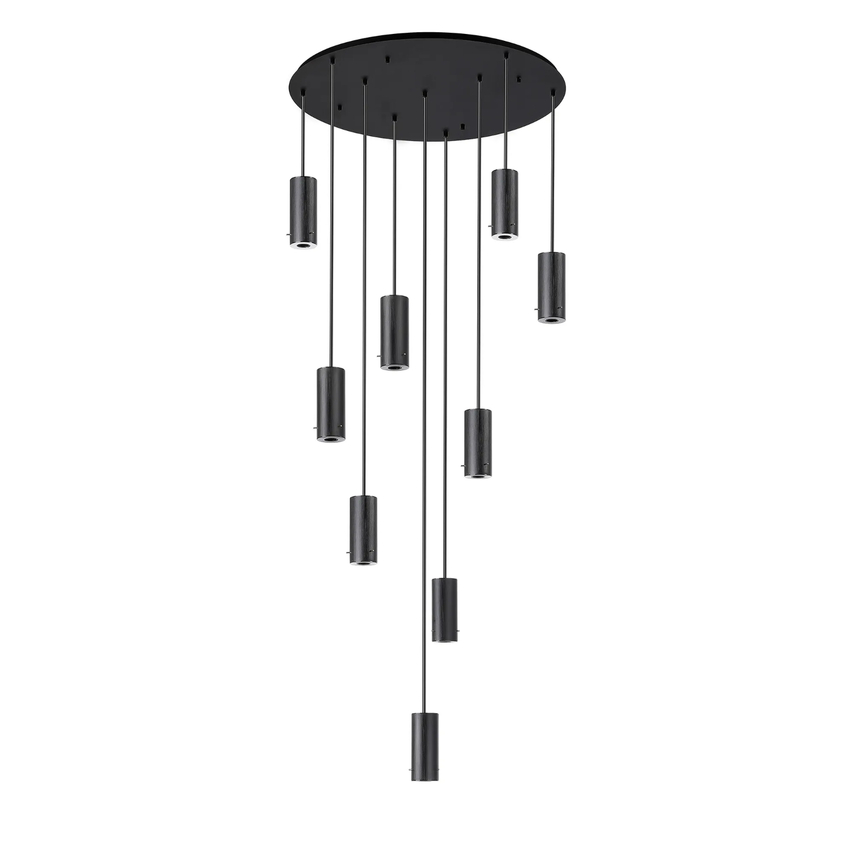 Photograph: Idolite Adele 85cm Round Pendant (FRAME ONLY), 9 x E27, Satin Black