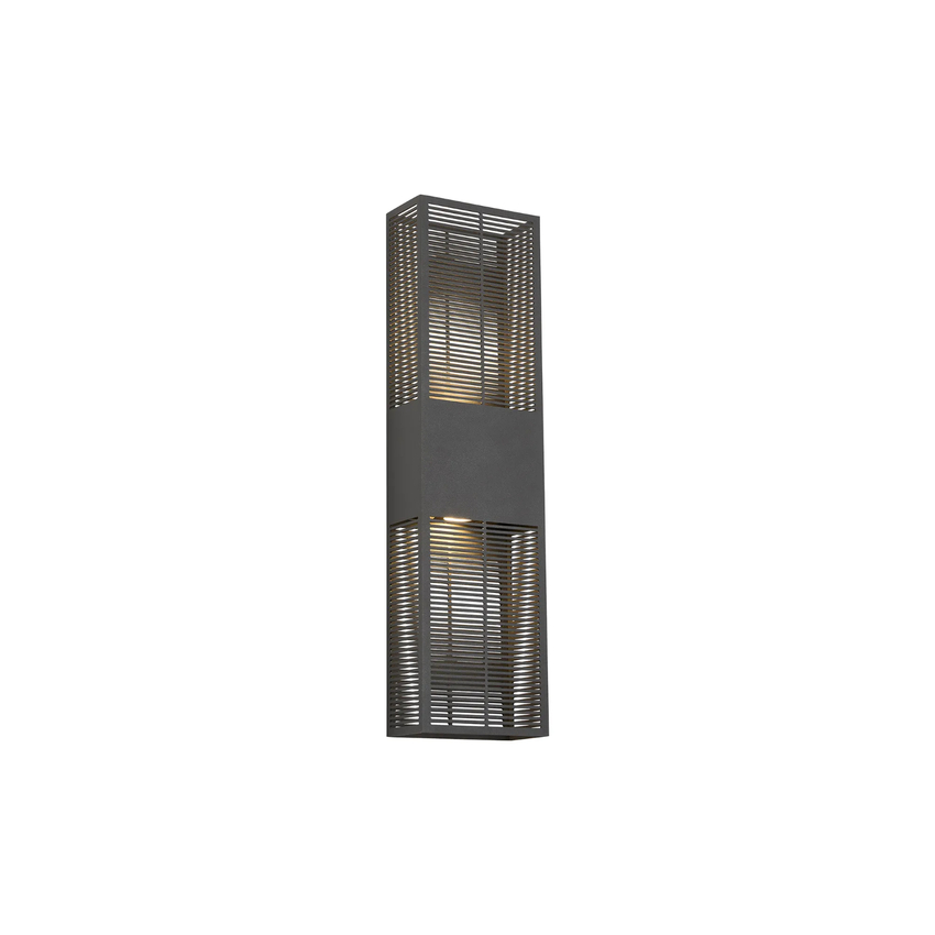 Photograph: Idolite Aiken Up/Down Wall Lamp, 2 x 10W LED, 3000K, 1500lm, IP54, Anthracite With 600mm Lined Grate Pattern Shade (A)