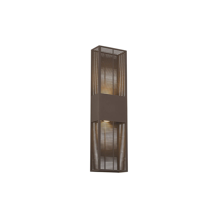 Photograph: Idolite Aiken Up/Down Wall Lamp, 2 x 10W LED, 3000K, 1500lm, IP54, Cacao With 600mm Lined Grate Pattern Shade (A)