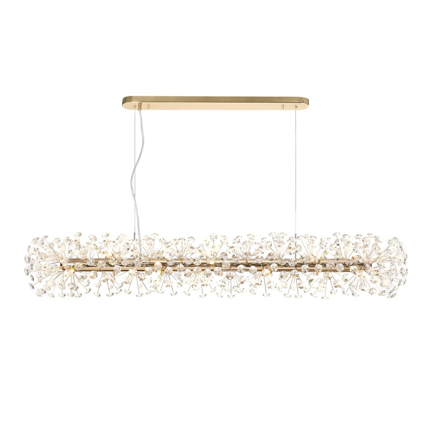 Photograph: Idolite Alborz French Gold 14 Light Crystal Linear Bar Pendant