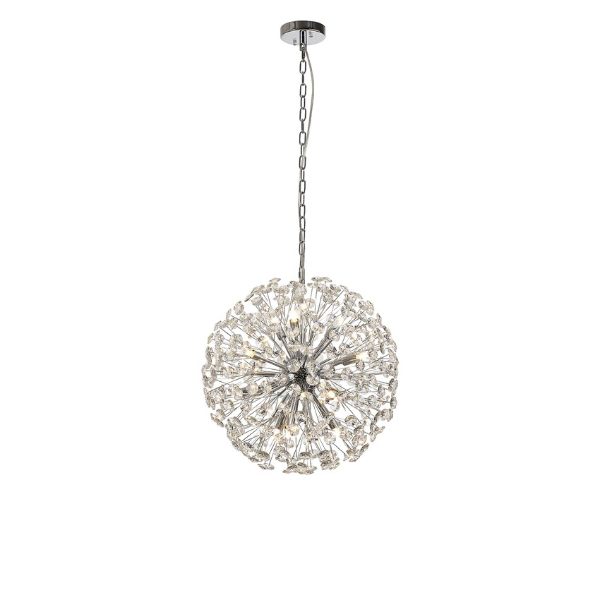 Photograph: Idolite Alborz Polished Chrome 12 Light Crystal Sphere Pendant