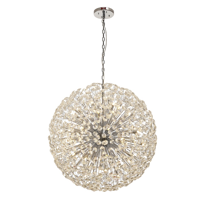 Photograph: Idolite Alborz Polished Chrome 48 Light Crystal Sphere Pendant