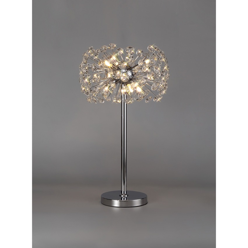 Photograph: Idolite Alborz Polished Chrome 6 Light Crystal Table Lamp