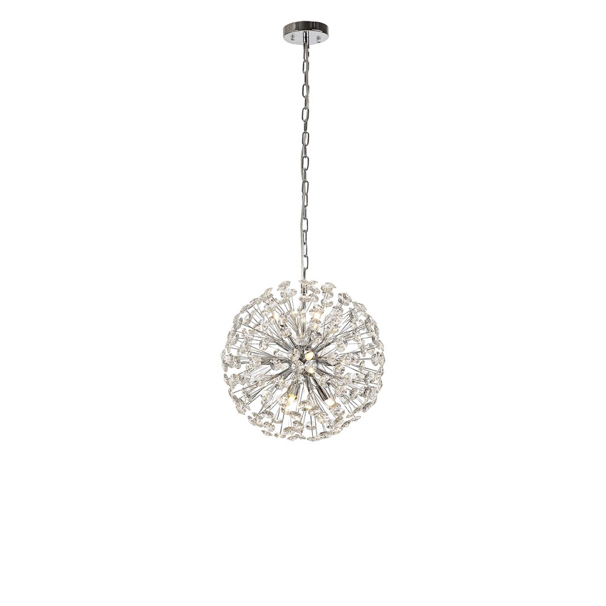 Photograph: Idolite Alborz Polished Chrome 9 Light Crystal Sphere Pendant