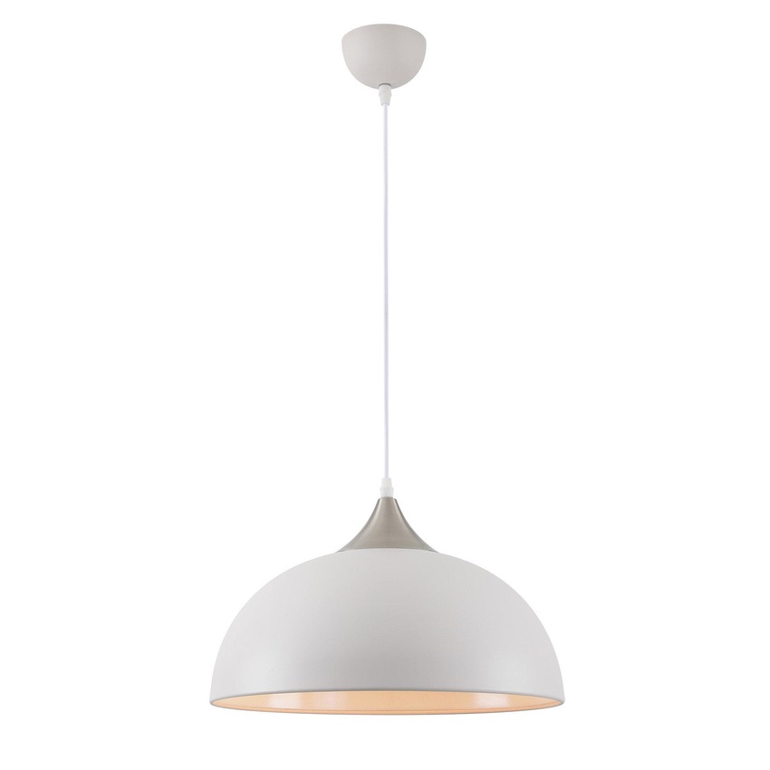 Photograph: Idolite Alperton Sand White/Satin Nickel/White Single Pendant