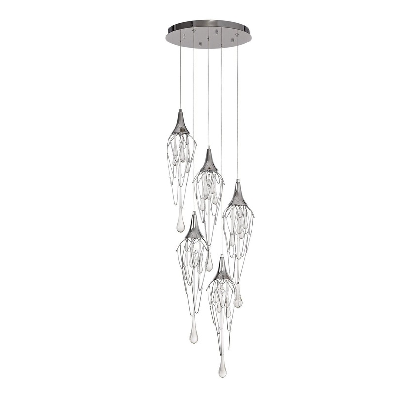 Photograph: Idolite Alps Polished Chrome Finish 5 Light Pendant