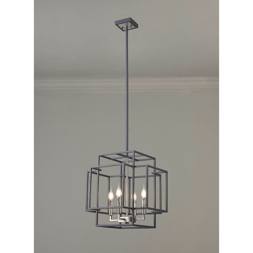 Photograph: Idolite Arya Anthracite & Satin Nickel 4 Light Pendant