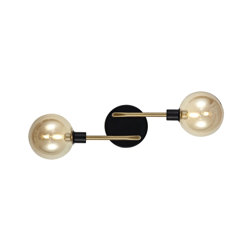 Photograph: Idolite Atlas Matt Black/Antique Brass Finish 2 Light Wall Light