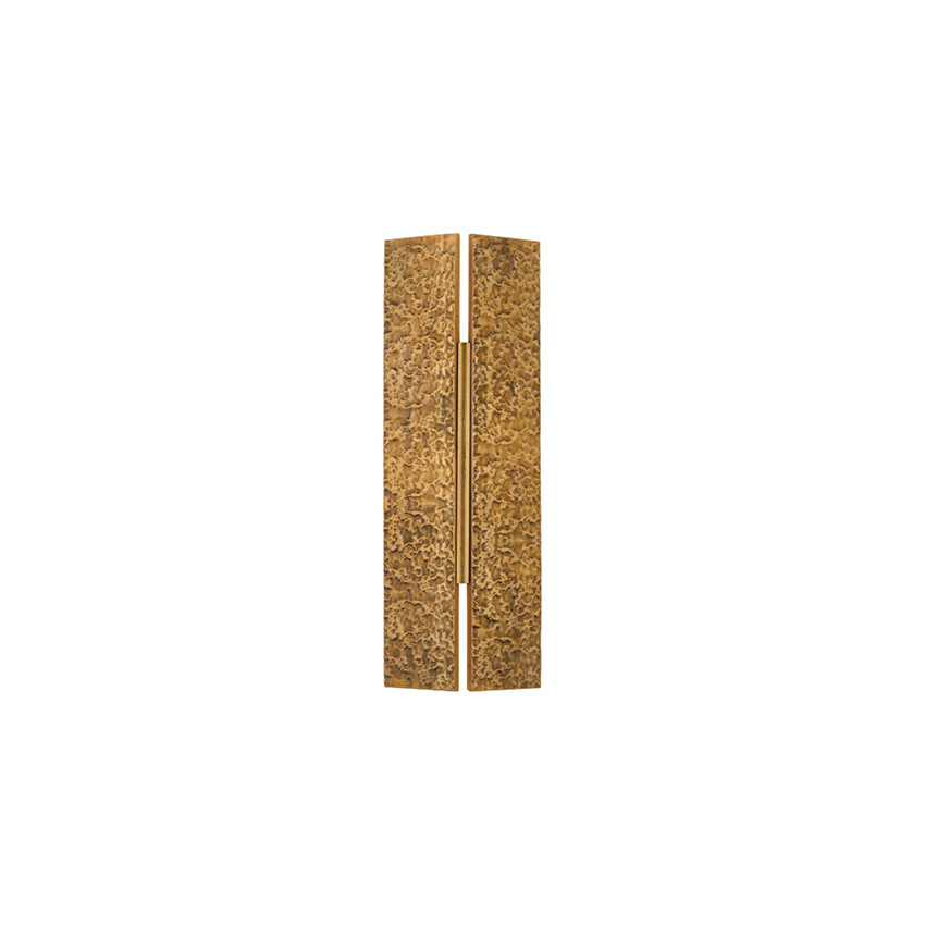 Photograph: Idolite Azario Modern Organic Luxe Hammered Antique Brass Up/Down Wall Lamp 360mm Rectangular - IP54