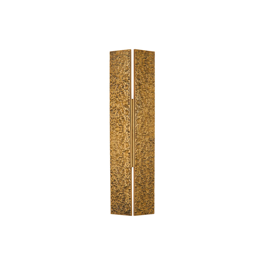 Photograph: Idolite Azario Modern Organic Luxe Hammered Antique Brass Up/Down Wall Lamp 460mm Rectangular - IP54