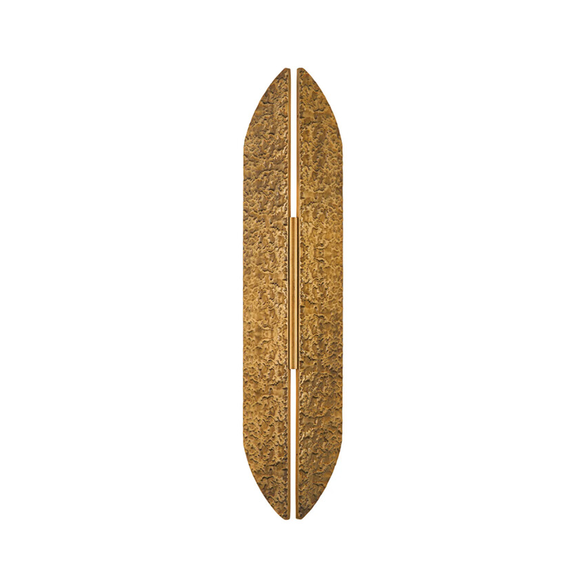 Photograph: Idolite Azario Modern Organic Luxe Hammered Antique Brass Up/Down Wall Lamp 560mm Curved - IP54