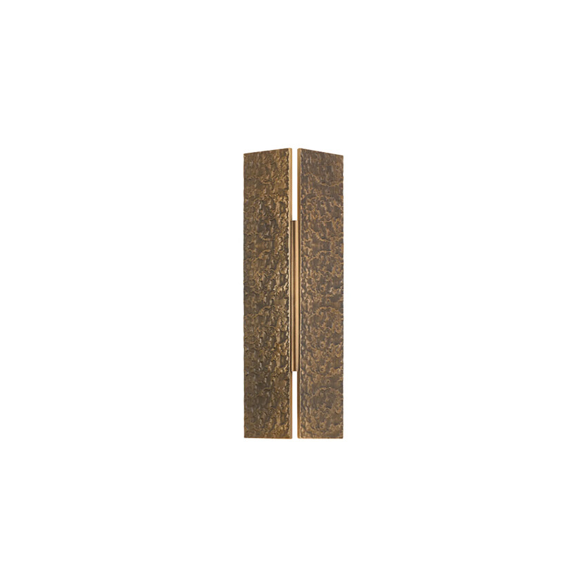 Photograph: Idolite Azario Modern Organic Luxe Hammered Matt Bronze Up/Down Wall Lamp 360mm Rectangular - IP54