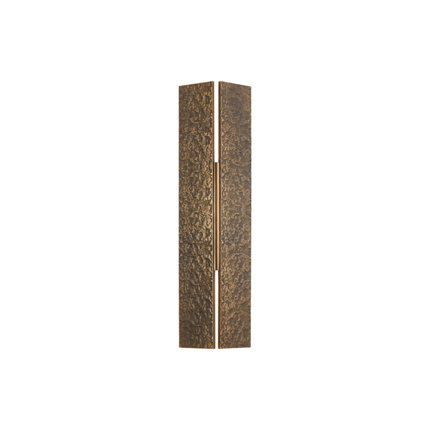 Photograph: Idolite Azario Modern Organic Luxe Hammered Matt Bronze Up/Down Wall Lamp 460mm Rectangular - IP54