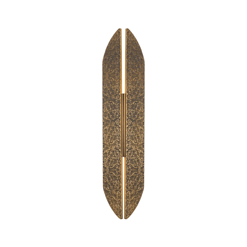Photograph: Idolite Azario Modern Organic Luxe Hammered Matt Bronze Up/Down Wall Lamp 560mm Curved - IP54