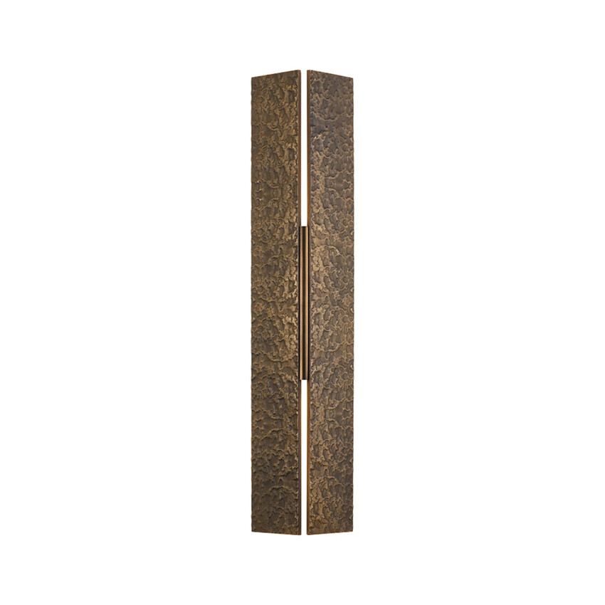 Photograph: Idolite Azario Modern Organic Luxe Hammered Matt Bronze Up/Down Wall Lamp 560mm Rectangular - IP54