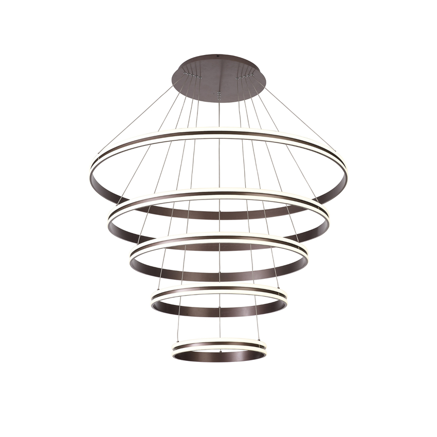 Photograph: Idolite Balbi Coffee Finish Extra Large 5 Ring Dimmable Led Pendant Light - 4000K